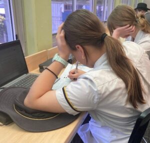 Grade 12 students studying for their last exam; Photography: Mackenzie Hamilton